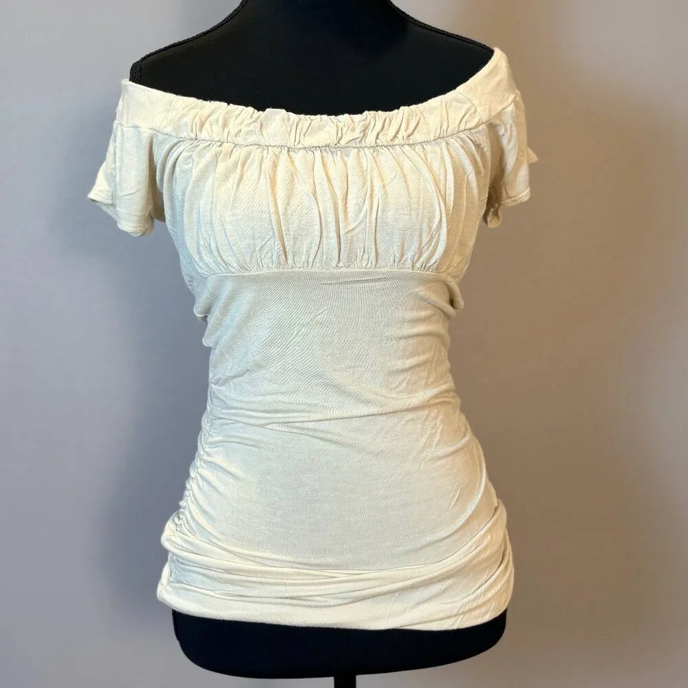 Ivory Color Ruched Top - Picture 2 of 6